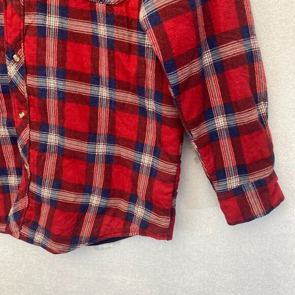 VTG 90s Outdoor Exchange Flannel Shacket Jacket Mens Medium M Plaid Quilted Red - Picture 6 of 16